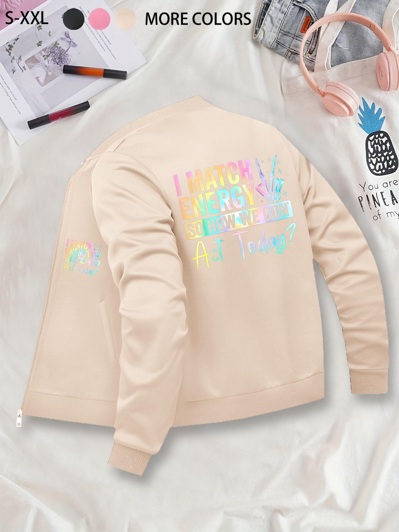 "I MATCH ENERGY" Unique Long Sleeve Fitted Graphic Printed Jacket & Coats - Trendy Casual Outerwear, Suitable for Casual Outdoor Sports, Fashionable & Durable for All Seasons, Ideal for Daily Activities, Gifting, Gatherings & Work.