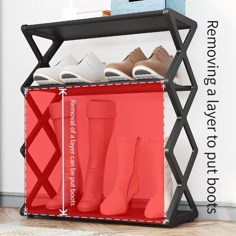 4 Layer Shoe Rack, Stainless Steel Load Bearing Pipe, Space Saving, Easy Assembly, Modern Fashion Design, Multi-Layer Storage