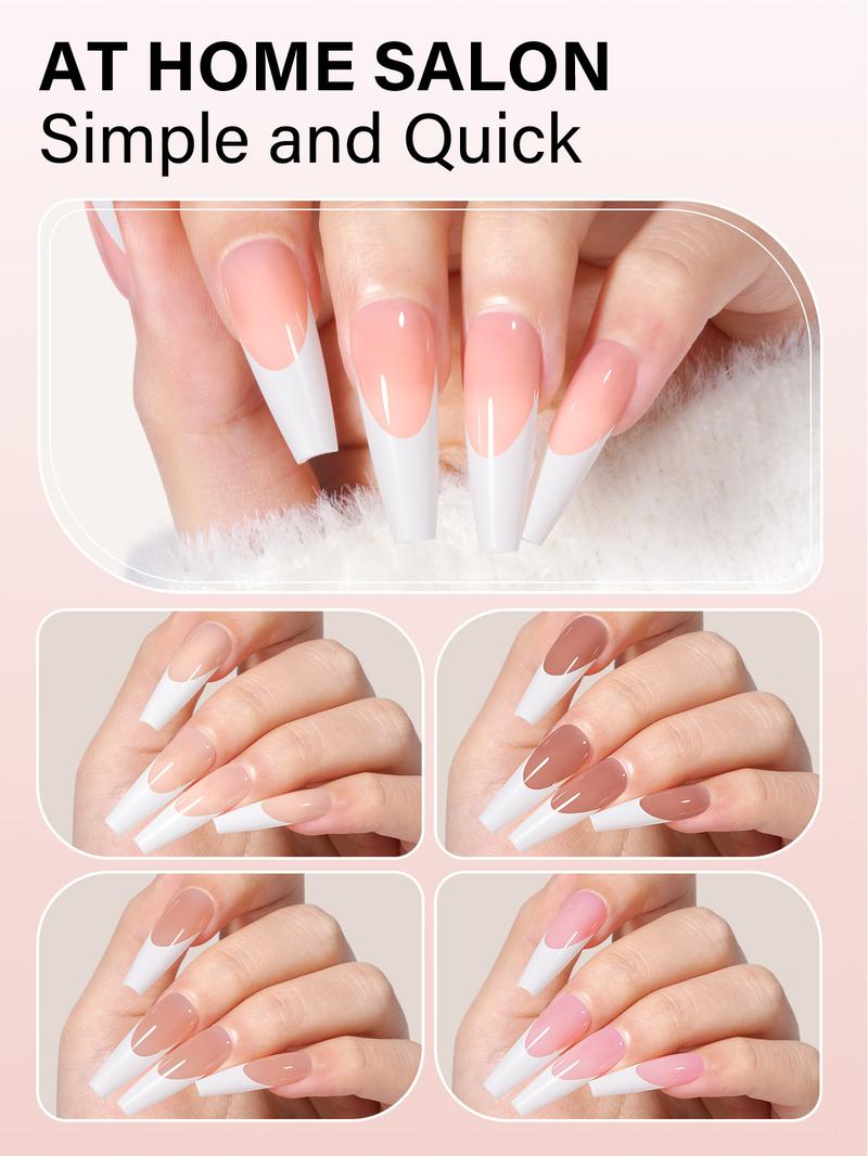 Aillsa Long Coffin French Tip Press on Nails - 180pcs Classic Nude/Brown Full Cover Soft Gel Nail Tips Natural False Nails 15 sizes Easy to Wear Soak Off Acrylic Extensions Reusable & Comfortable Fit DIY Nail Art at home press-on nail set dealsforyoudays