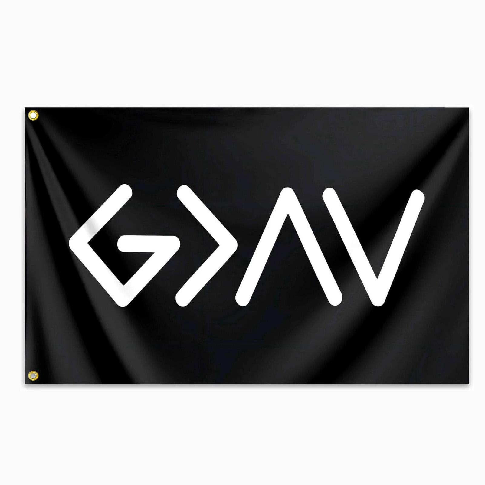 God Is Greater Than The Highs And Lows Flag 3x5 Ft Christian Jesus American Religious Flag Polyester Double Sided Bible Verse Flags for Outdoor Bedroom Room Yard Sign Banner