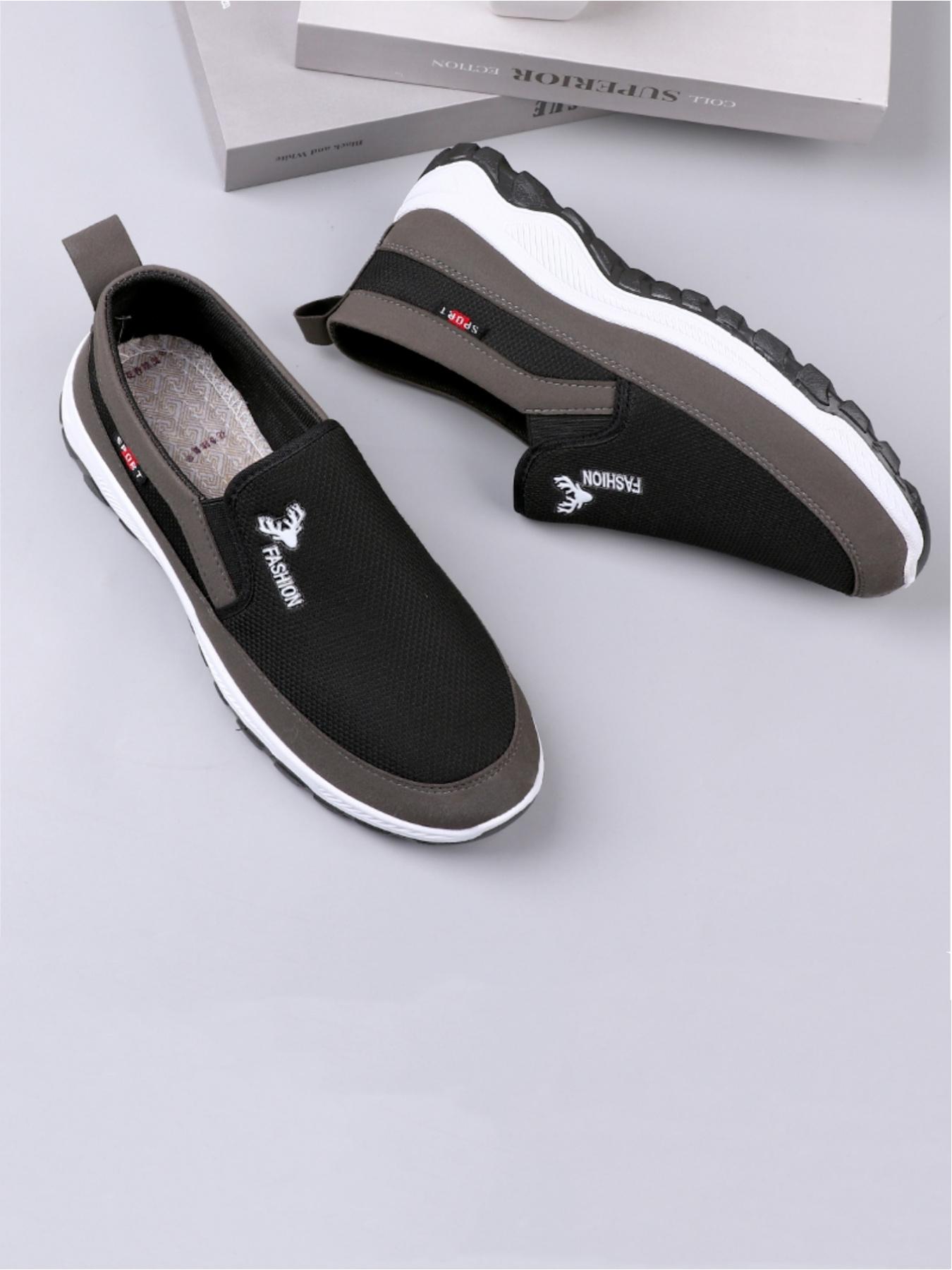 Men's casual sports shoes, breathable mesh material lightweight and comfortable wrapping, deer head logo design simple and stylish, classic and versatile, preferred for daily commuting light sports wear, boyfriend birthday surprise practical gift