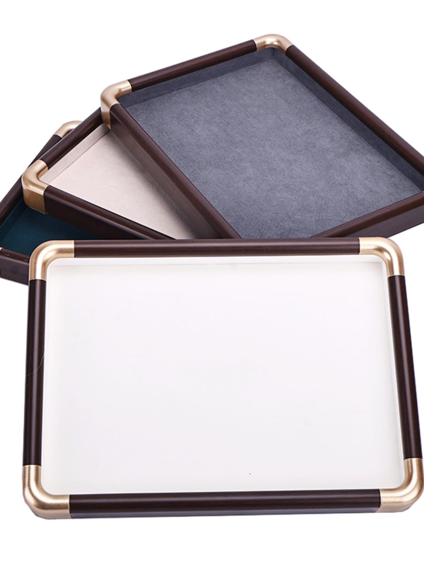 Vintage Walnut Color Jewelry Display Tray, Solid Wood Necklace and Bracelet Stand, Retro Accessory Showcase for Countertop