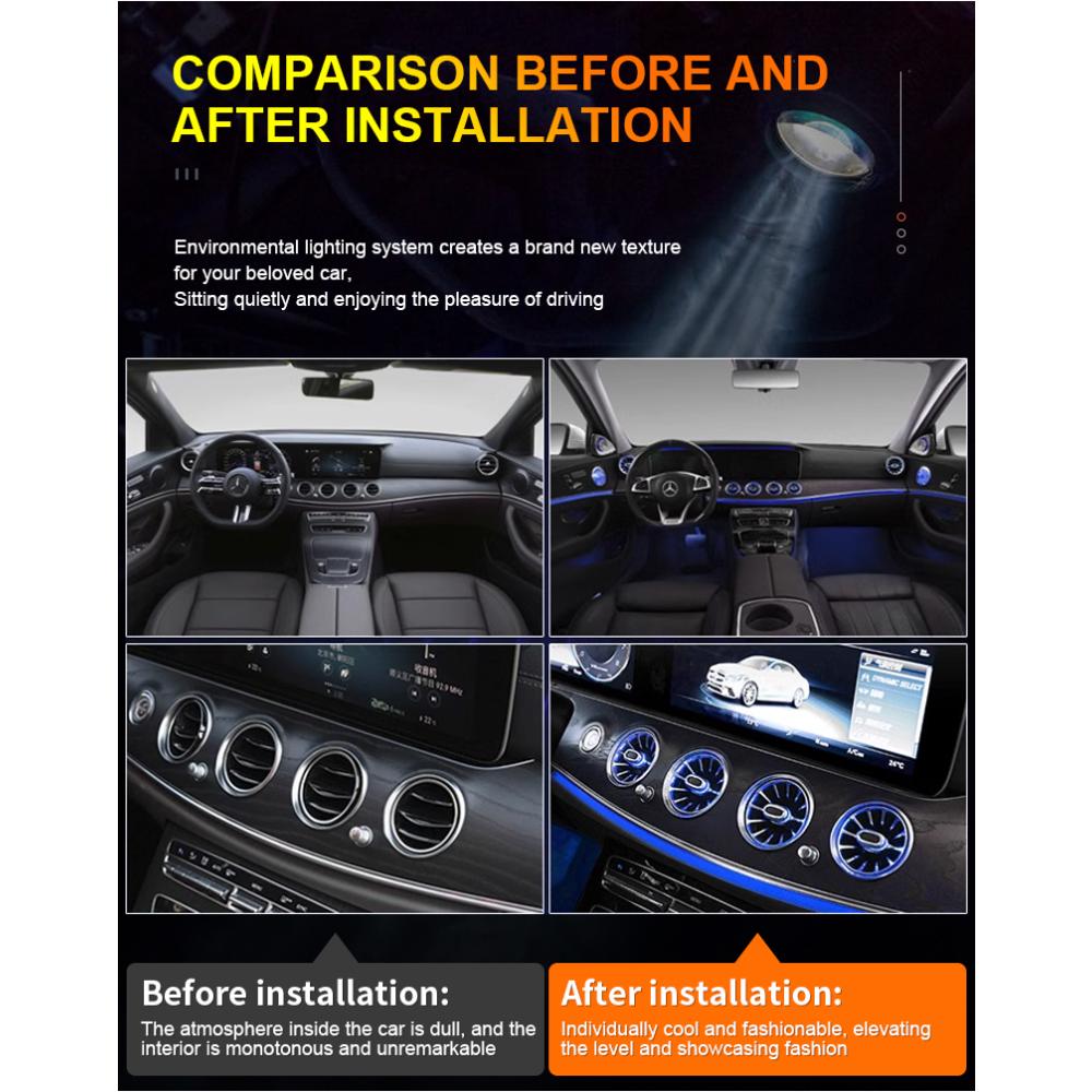 64 Colors RGB Factory-Match Special LED Turbine Air Vent Cover for Mercedes Benz E-Class (W213) - Vehicle Control, Automotive Atmosphere Lamp, Recessed Interior Decoration, Car Light Embellishments, Backlit Speaker Trim Panels, Gift for Boyfriend, Car Atm