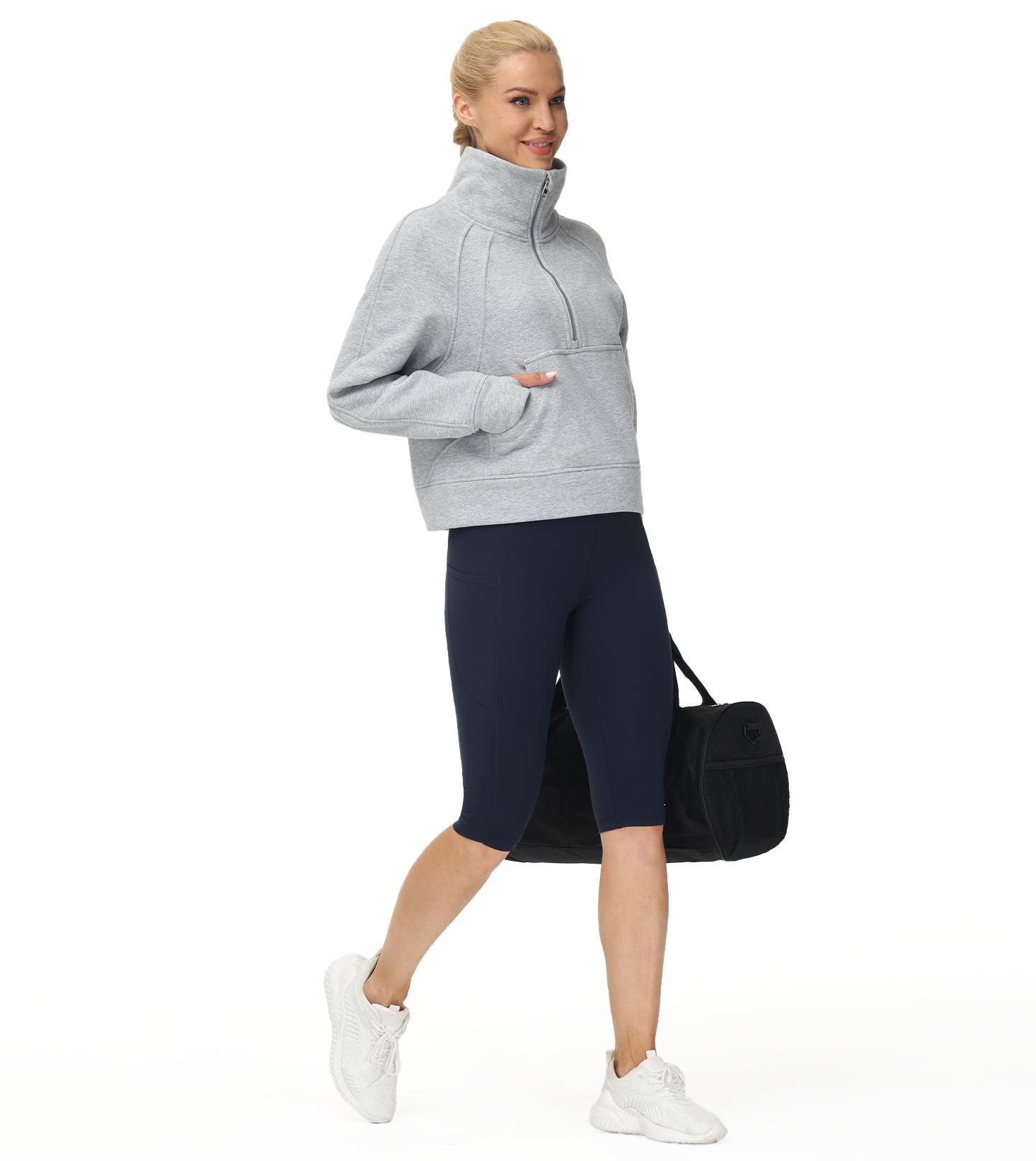 THE GYM PEOPLE Womens' Half Zip Pullover Fleece Crop Sweatshirt Active Wear Kangaroo Pocket Thumb Holes Casual Workout Tops Long Sleeve Athletic Top THE GYM PEOPLE Womens' Half Zip Pullover Fleece Crop Sweatshirt Active Wear Kangaroo Pocket Thumb Holes Casual Workout Tops Long Sleeve Athletic Top