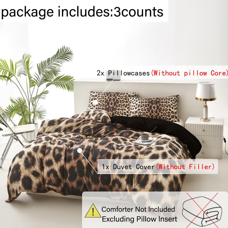 Leopard Print Bedding Set, 3 Counts/set Including 1Count Bedspread & 2 Counts Pillowcase without Filler,Soft Breathable Bedding Set for Bedroom