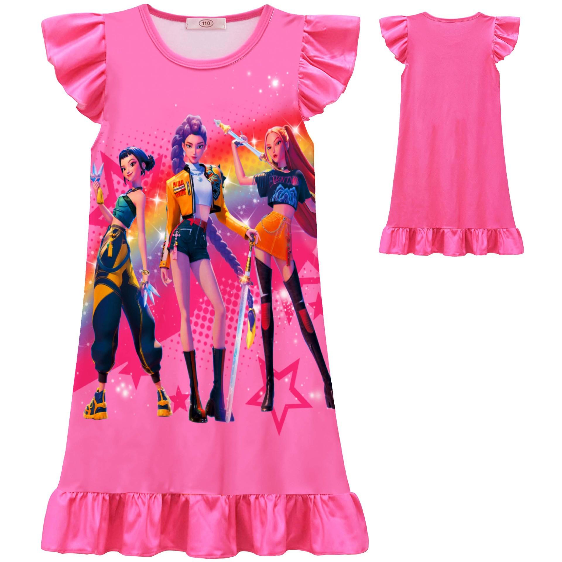 Girls Casual Dress Novetly Dresses Cartoon Nightdress Print Top