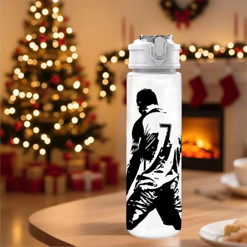 1pc Sports Soccer Plastic Water Bottle, With Flip-top Lid, 25oz (750ml) Plastic Cup. Ideal for Outdoor Activities, Durable and Drop-resistant, Easy to Clean. Lightweight and Portable