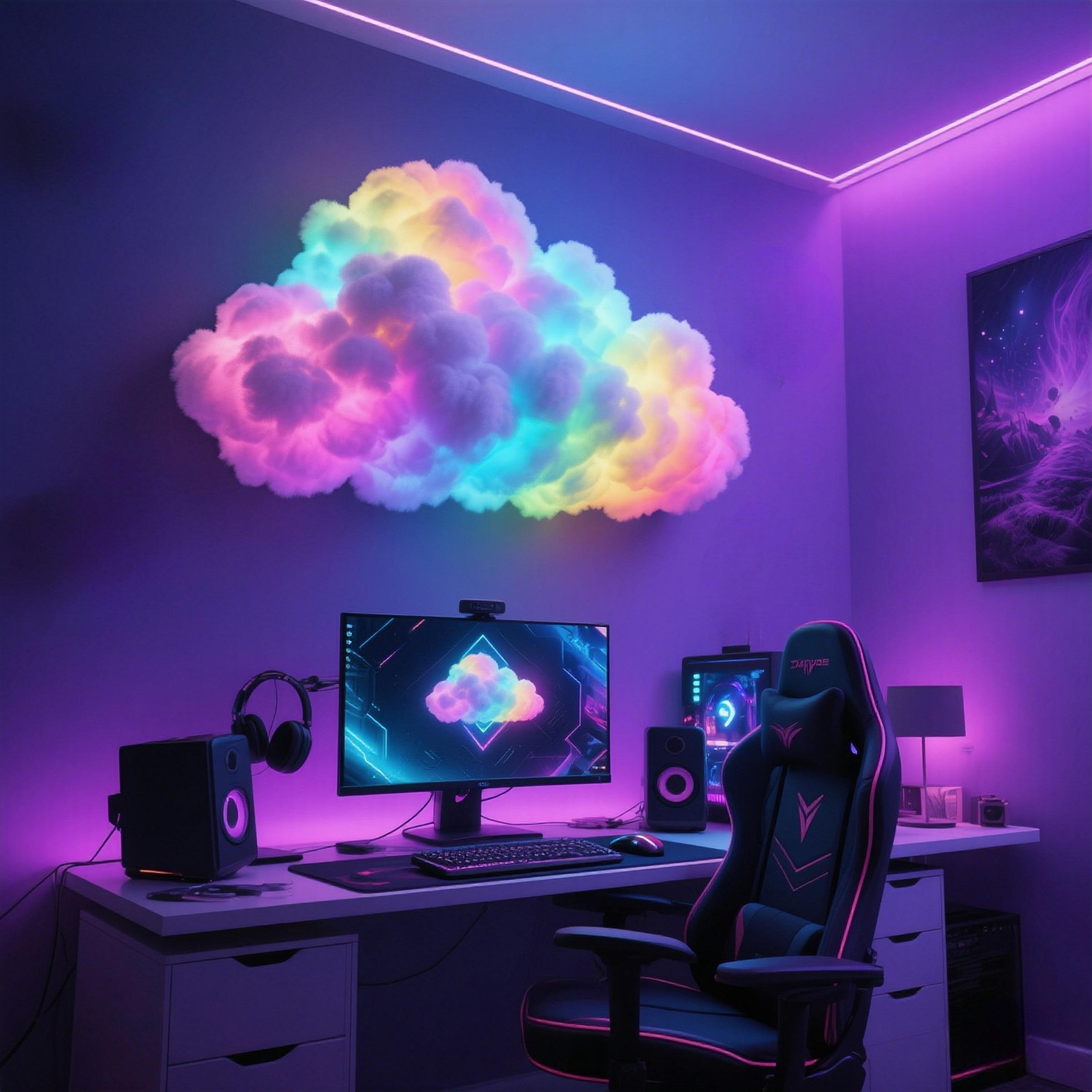 Thunder Cloud LED Light self-made material package (no glue) ,DIY Creative Rainbow Multi-Color Night Lamp, LED Atmosphere Lamp, Led Ambient Lighting, Party Decor for Game Room, Garage, Club, Bar, Dj, 6.56ft String Lights