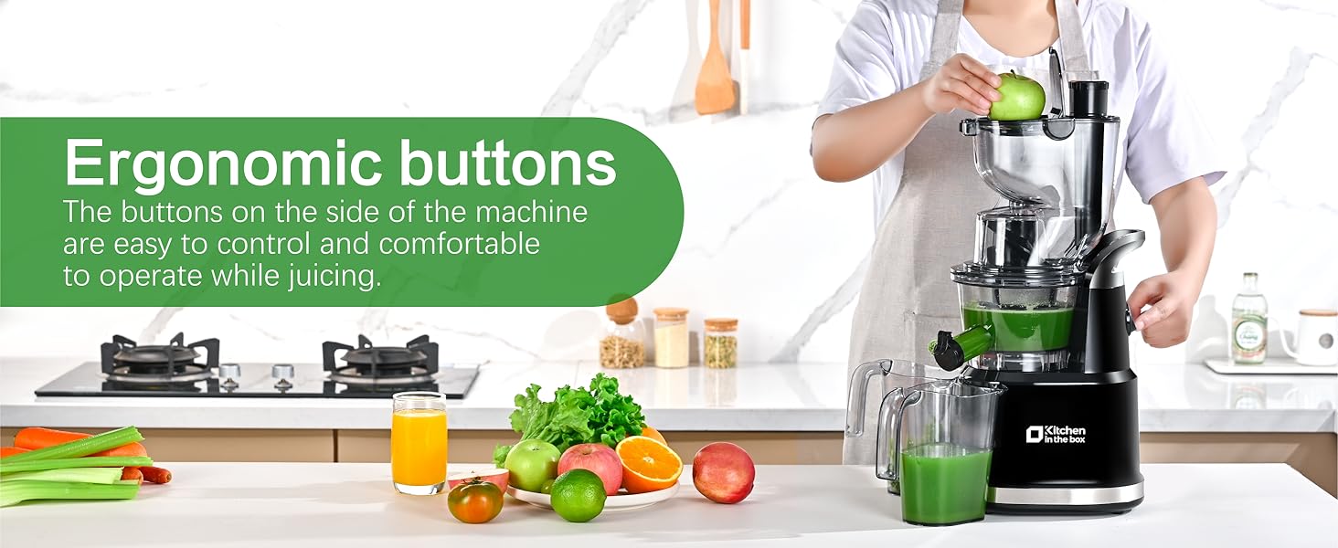 Cold Press Juicer, Slow Masticating Juicer Machine for Fruits & Vegetables, High Juice Yield, Easy Clean, BPA-Free, Quiet Motor, Fresh Juice Maker for Home