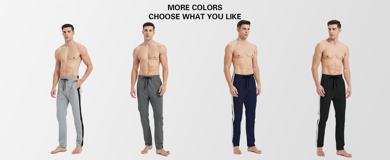 Democare 34/36/38/40 Long Inseam Men's Tall Striped Sweatpants Workout Training Lounge Joggers Pants with Pockets