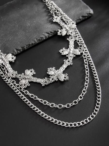 Men's Cross Charm Layered Chain Belt, Punk Style Jeans Chain, Fashion Belt for Party, Daily Clothing Decor, Trendy All-match & Exquisite Belt for Birthday Gift