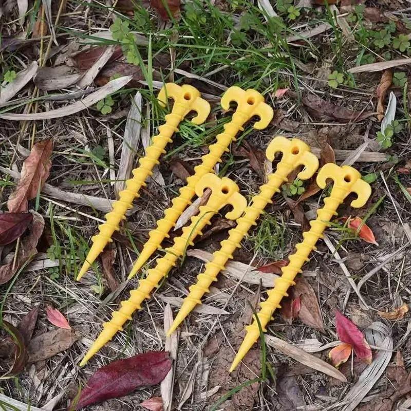 Outdoor Camping Tent Pegs, Lightweight Plastic Ground Nail, Screw Shape Tent Stakes, Travel Tent Accessories, Supplies