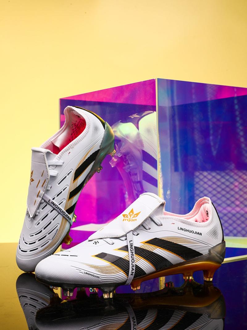 Men Women Lace-Up Soccer Shoes, Football Cleats, Long Stud Adult Sports Boots, Lawn Training Sneakers, Comfortable Durable Design