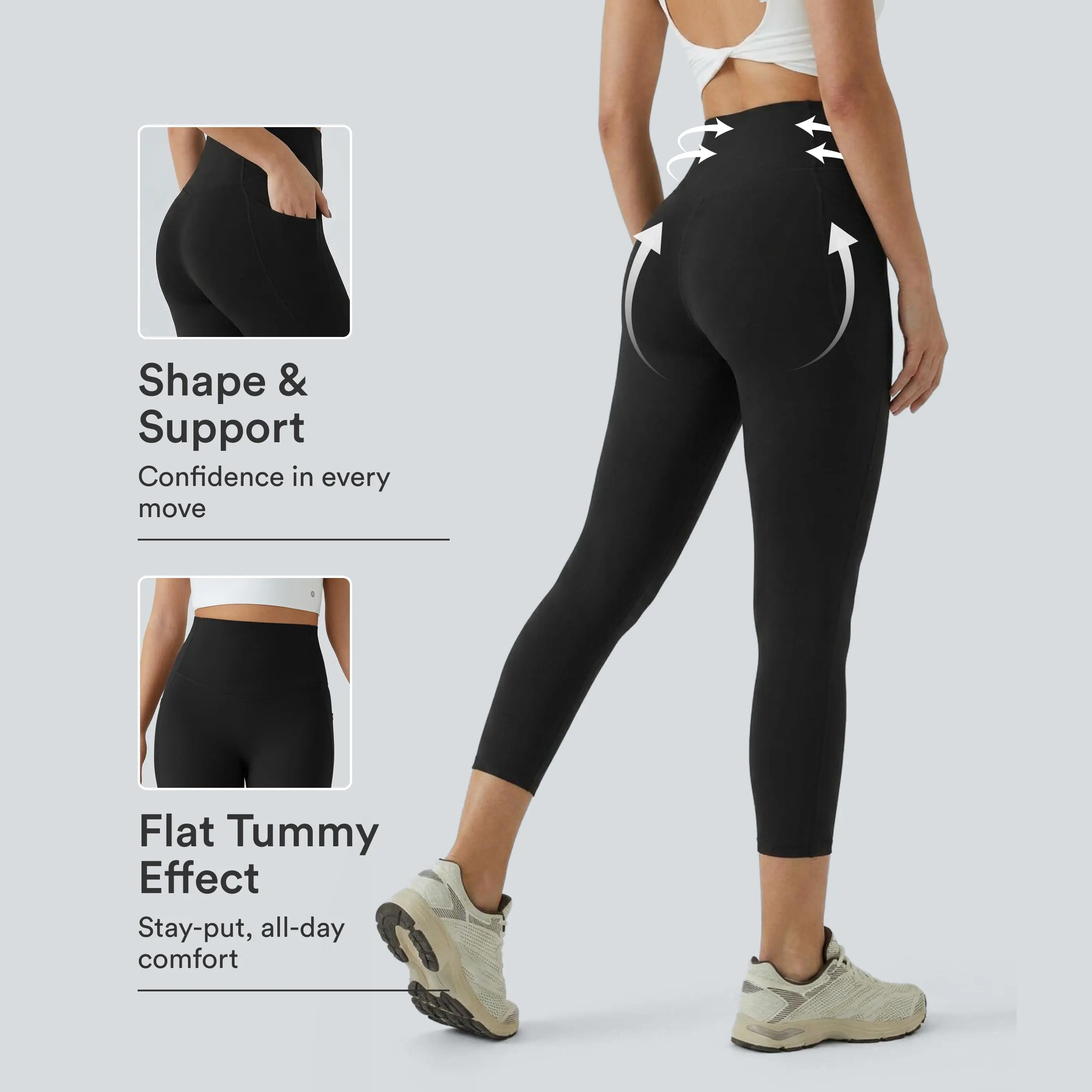 Halara UltraSculpt™ High Waisted Tummy Control Pocket Shaping Training Capri Leggings