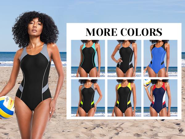 Tempt Me Women One Piece Swimsuits Athletic Racerback Swimwear Training Exercise Slimming Bathing Suit Sporty Womens Racing Swimsuits One Piece Bath Suit for Teens Girls Swimming Suit Color Block