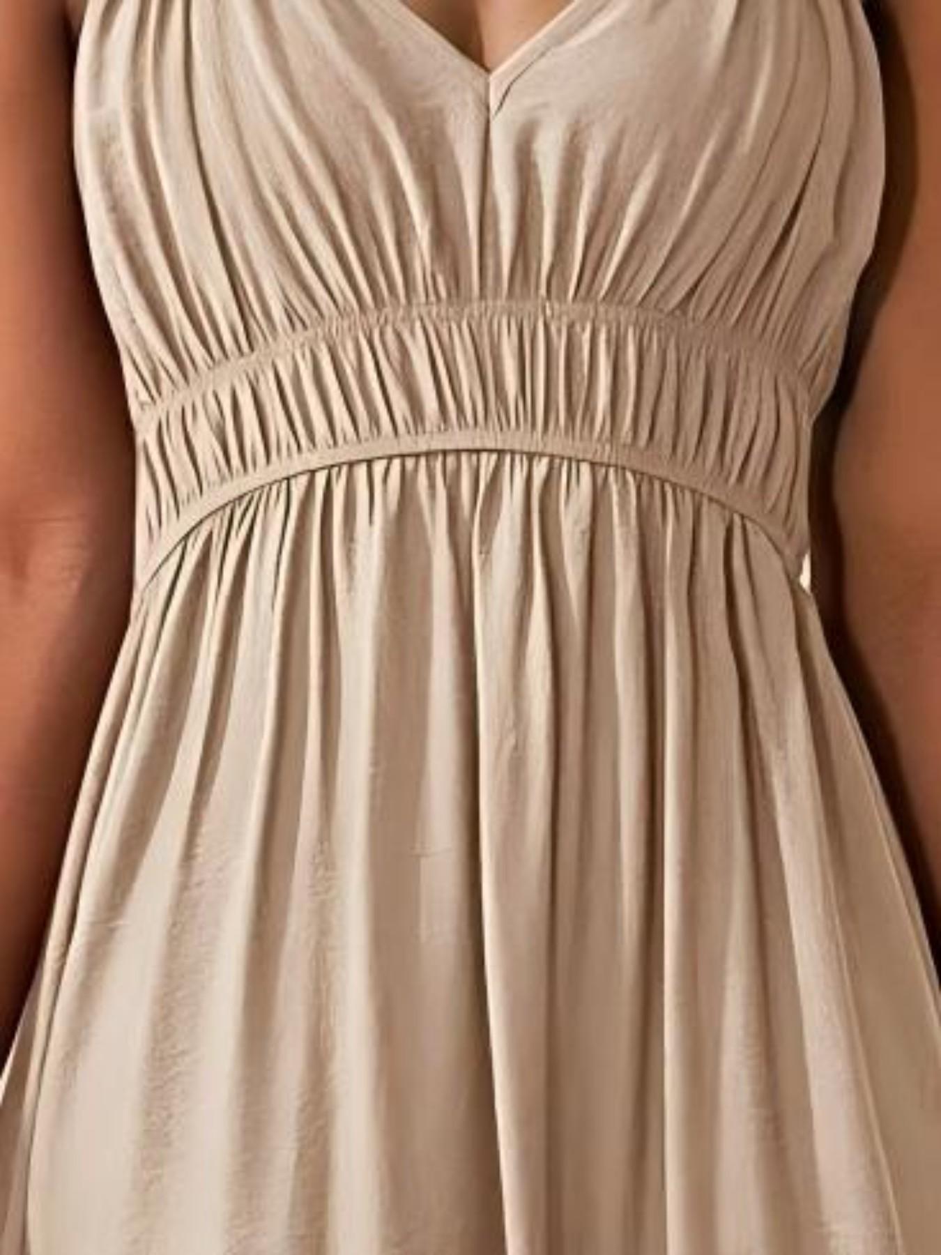 Women's Thin Strap Sleeveless Deep V Long A-Line Dress, 2026 Summer New Minimalist Elegant Chic, Perfect for Parties, Events and Evening Formal Wear Women's Thin Strap Sleeveless Deep V Long A-Line Dress, 2026 Summer New Minimalist Elegant Chic, Perfect for Parties, Events and Evening Formal Wear
