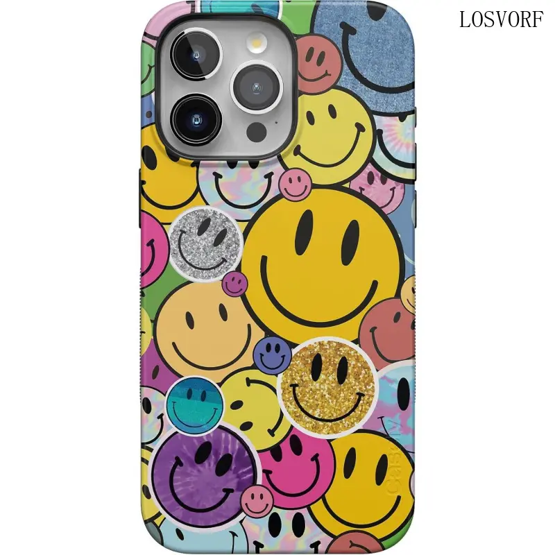 [Magnetic Compatible]Casely iPhone 17 16 15 14 13 12 |   All Smiles |   Smiley Face Sticker |   Bold Protective Design |   Compatible with Magnetic