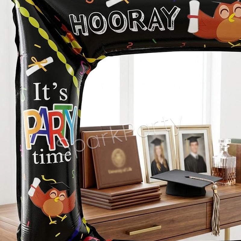 3pcs/set Graduation Frame Balloon Set, Perfect for 2026 Graduation Party Decor, Selfie Props, Celebration Banners, Aluminum Foil Balloons