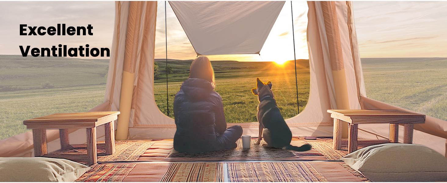 Lilypelle Inflatable Tents for Camping, Blow Up Tent with Hand Pump, Easy Setup Inflatable Hot Tent with Stove Jack, Waterproof Oxford Air Glamping Tents for Camping Adult 4-6 Person