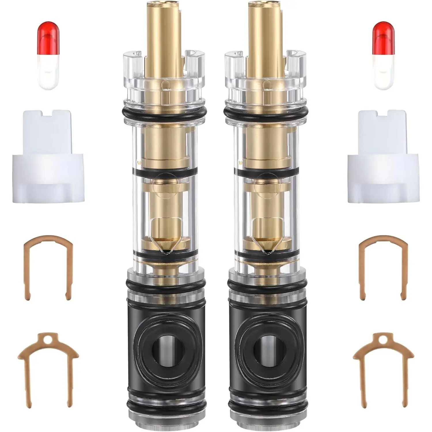 2 Pack Dual Seal Cartridge Replacement Compatible with Moen 1225 1225B, One-Handle Bathroom Faucet Cartridge Fits Single Handle Faucet/Showers, Brass