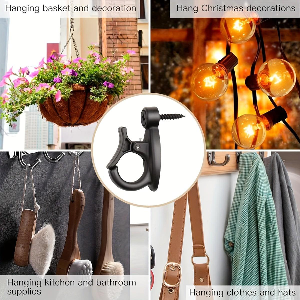 Multifunctional Screw-In Hooks, Hangers for String Lights, Plants, Wind Chimes, Halloween Christmas Patio Decor