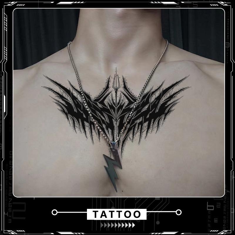 Demon Wings  Waterproof Tattoo Sticker Herbal Juice Semi-permanent Dark Neck Chest Fake Tattoo Art Lasting for Men Women