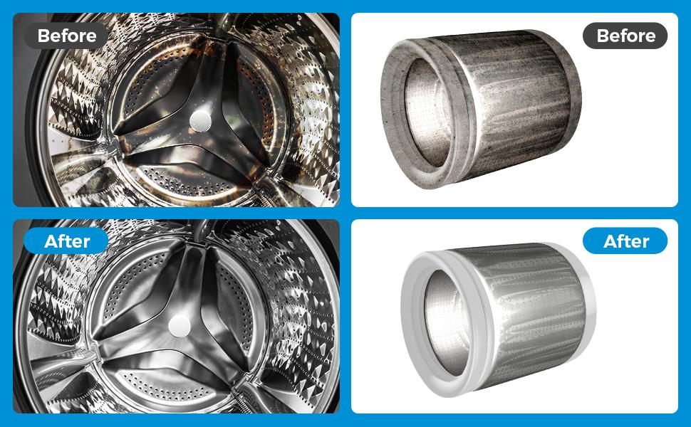 Washing Machine Cleaner Descaler 12 Pack - Deep Cleaning Tablets For HE Front Loader & Top Load Washer, Septic Safe Eco-Friendly Deodorizer, Clean Inside Drum And Laundry Tub Seal - 12 Month Supply  Multifunction Strong Deodorization,Washer Deodorizer