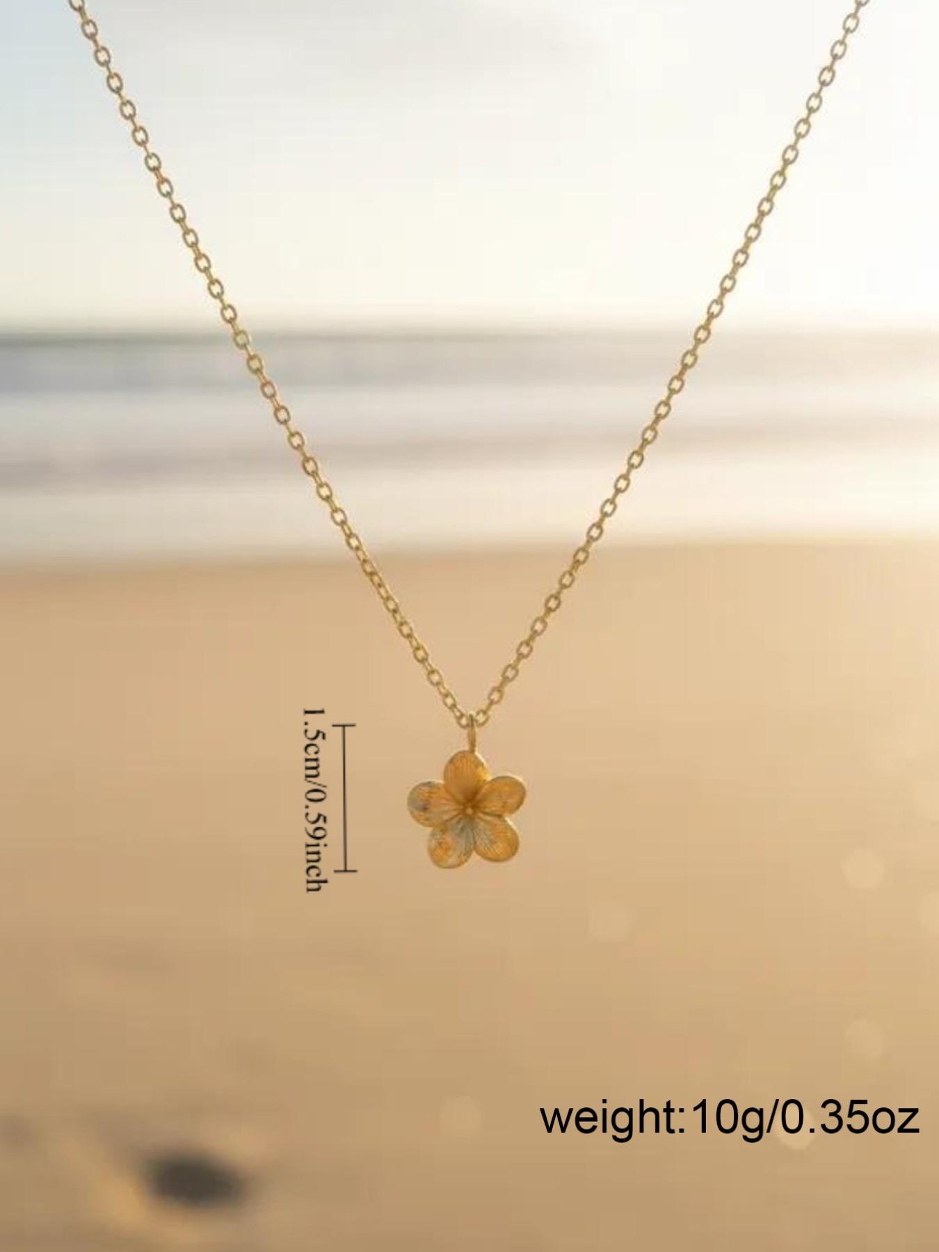 Necklace Bohemian Necklace Flower Pendant Hawaiian Style, Cute Delicate Little Flower Necklace Ladies, Valentine's Day Gift