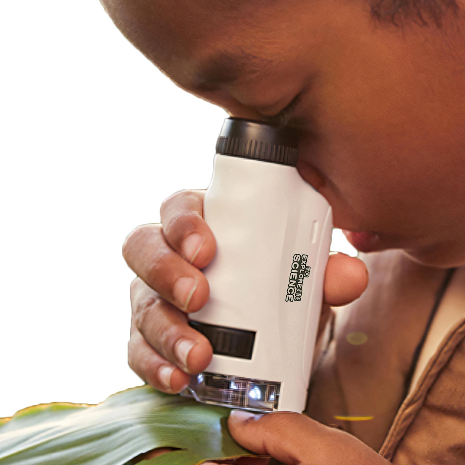 Portable Kids Pocket Microscope, 120X High Magnification with LED Light. STEM Science Lab Toy Set for Students. Perfect Gift for Christmas, Halloween, Thanksgiving & Birthdays. Explore Nature Tool for Children.