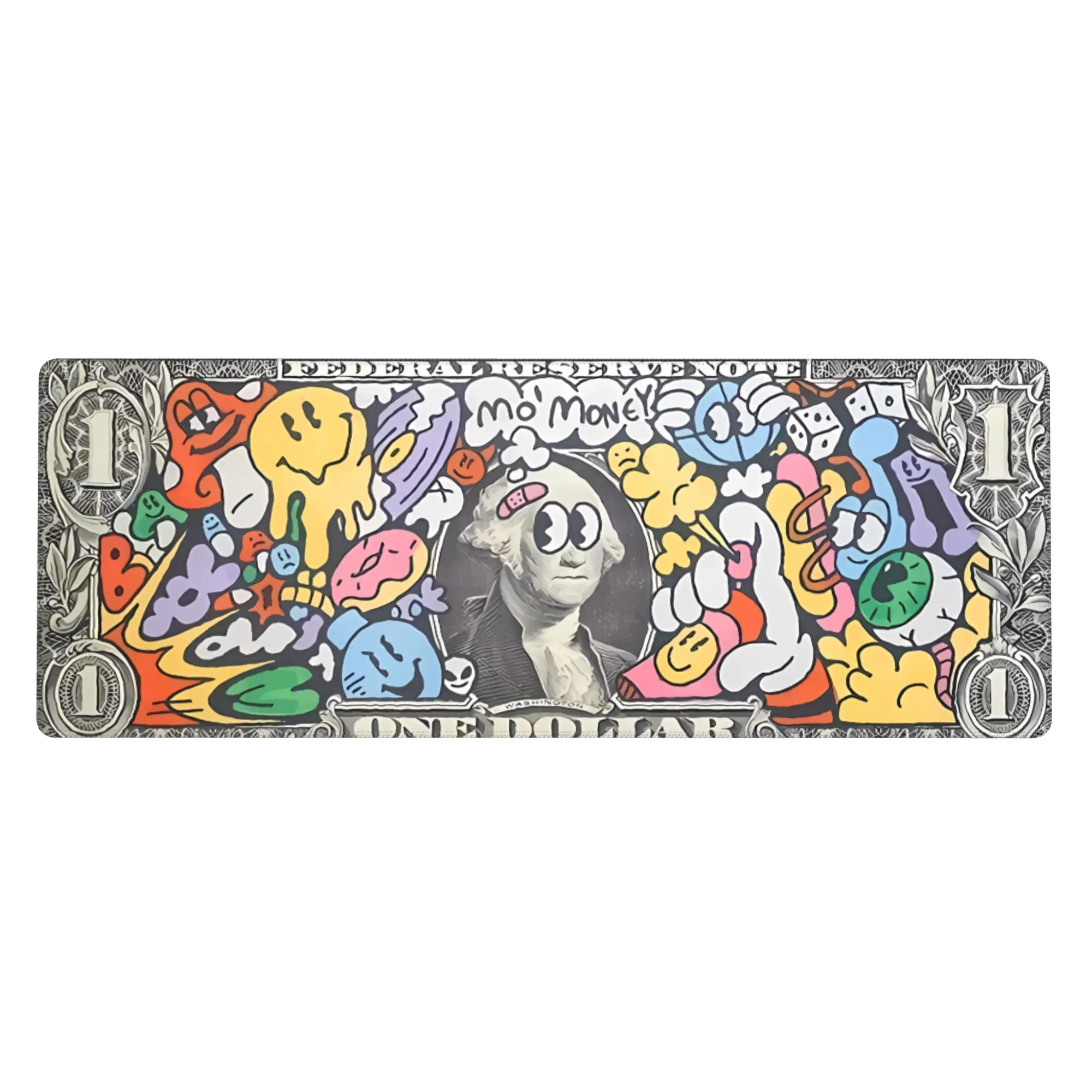 With Dollar Graffiti Art Large Printed Mouse Pad for Desk, Extended Gaming Mouse Mat with Smooth Surface and Non-Slip Rubber Base, Oversized Desk Pad for PC, Laptop, Office, Home, Gaming Setup and Everyday Workstation