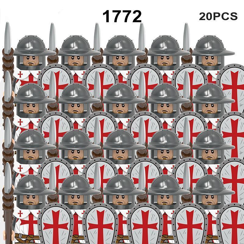 2026 new Medieval Military Sets Action Figures Building Blocks Bricks Roman Knight Spartan Soldier Helmet Sword WeaponsToys For Children