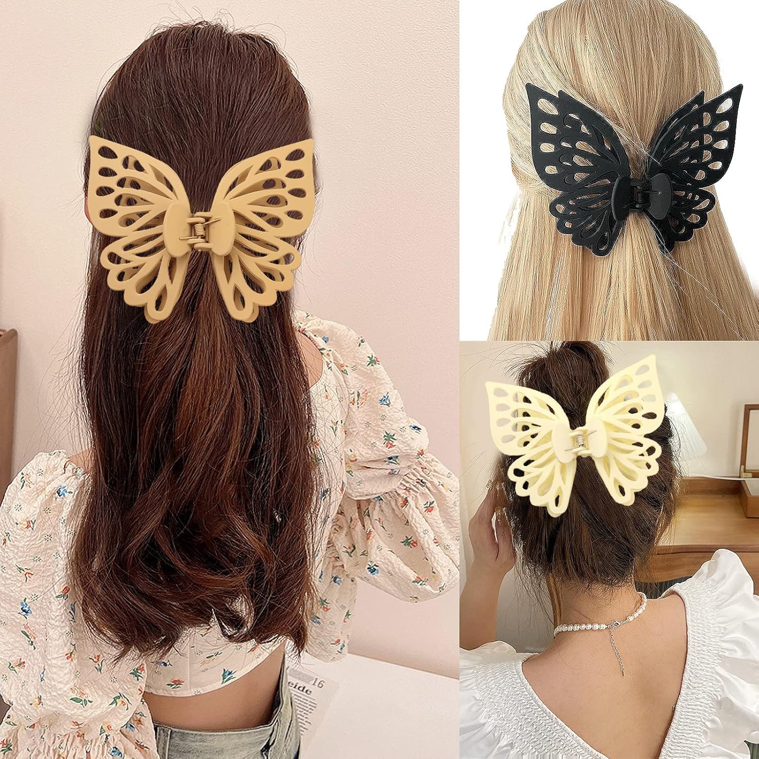 3PCS Butterfly Claw Clips for Women, Cute Aesthetic Matte Hair Clips Set, Strong Hold for Thick & Medium Hair, Non Slip Large Hair Claws, Y2K Trendy Hair Accessories for Daily Wear & Gifts 3PCS Butterfly Claw Clips for Women, Cute Aesthetic Matte Hair Clips Set, Strong Hold for Thick & Medium Hair, Non Slip Large Hair Claws, Y2K Trendy Hair Accessories for Daily Wear & Gifts