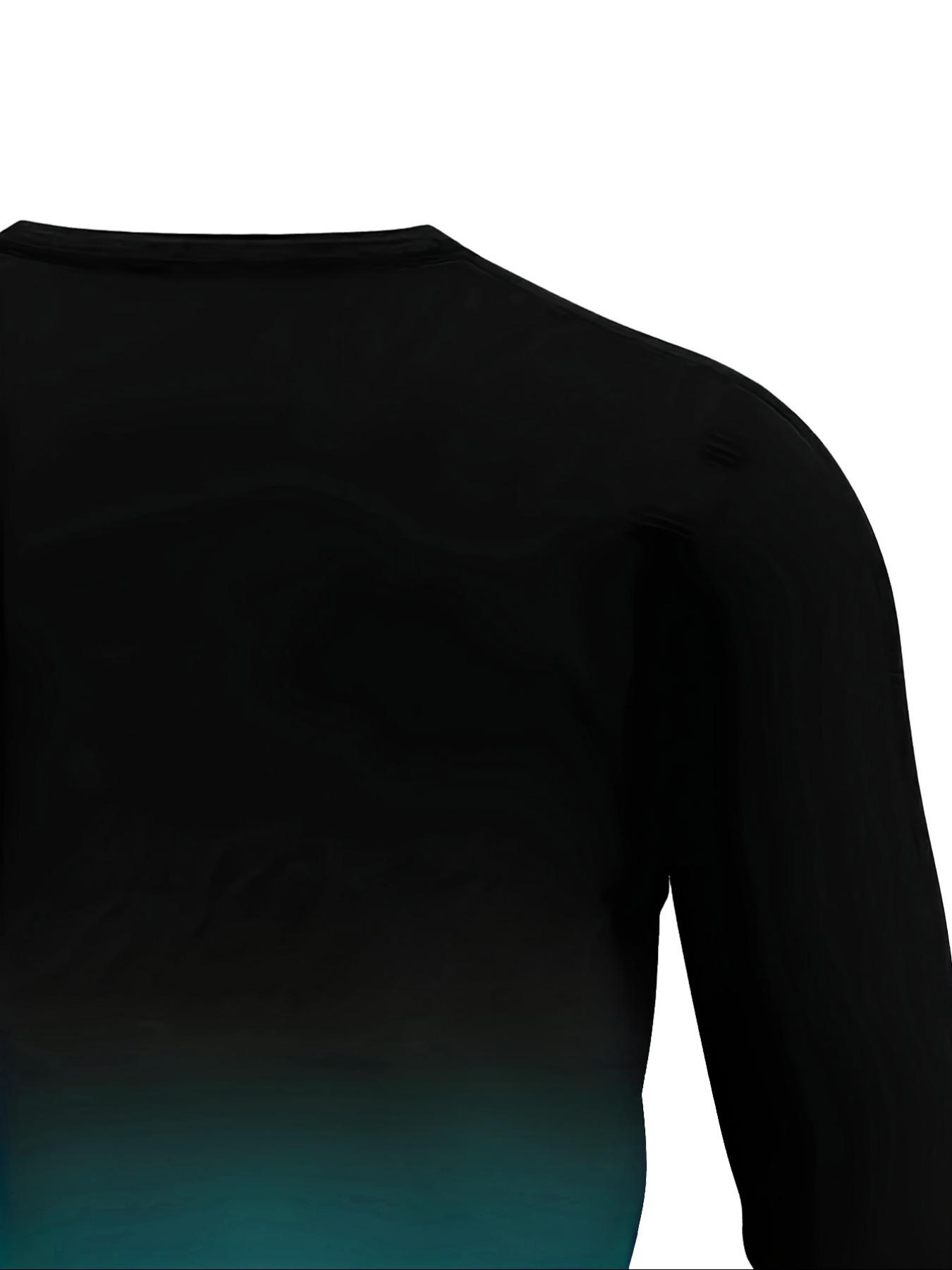 Men's cross-pattern gradient print simple long-sleeved crew neck pullover Shirt Tops, suitable for casual, stylish, comfortable, and sporty everyday wear in spring and autumn.