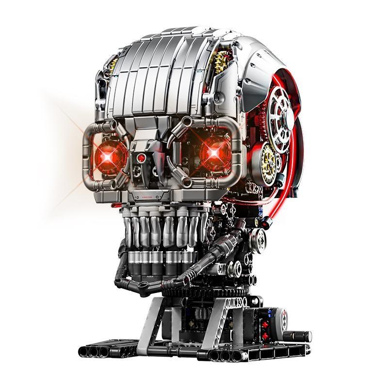 Mechanical Skull LED Building Blocks Model, Stem Education Puzzle Toy, High Difficulty DIY Kit, Gift for Kids & Adults, Collectible Display Piece