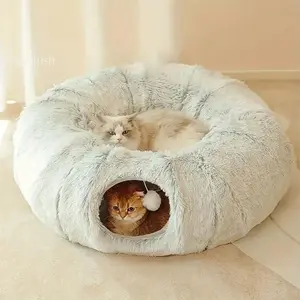 SleekHush Plush Warm Cat Nest & Pet Tunnel, Foldable Detachable Washable Multi-Functional Splicing Channel for Cats, Kittens’ Comfortable Play, Kitten