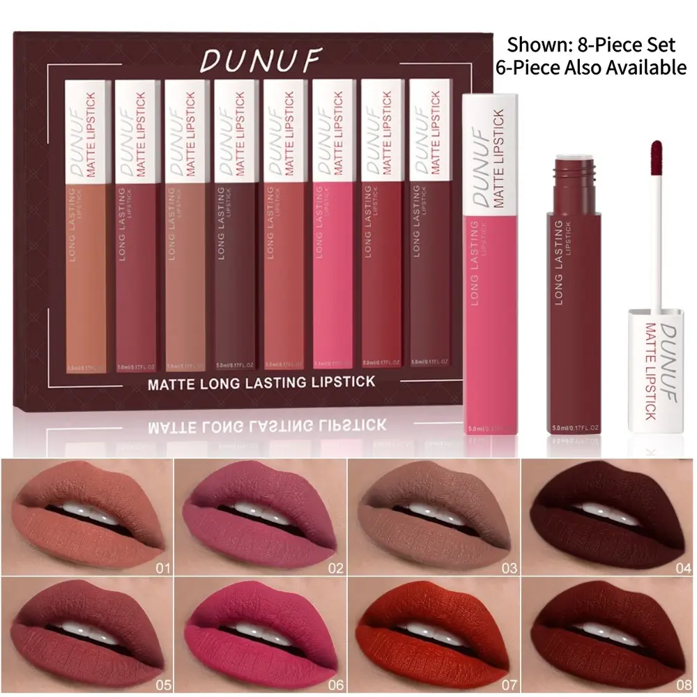 High-End Matte Lip Gloss Set, Liquid Multi-Pack Cosmetics, Perfect Makeup Gift, Non-Flammable, Notified Via Scpn/cpnp