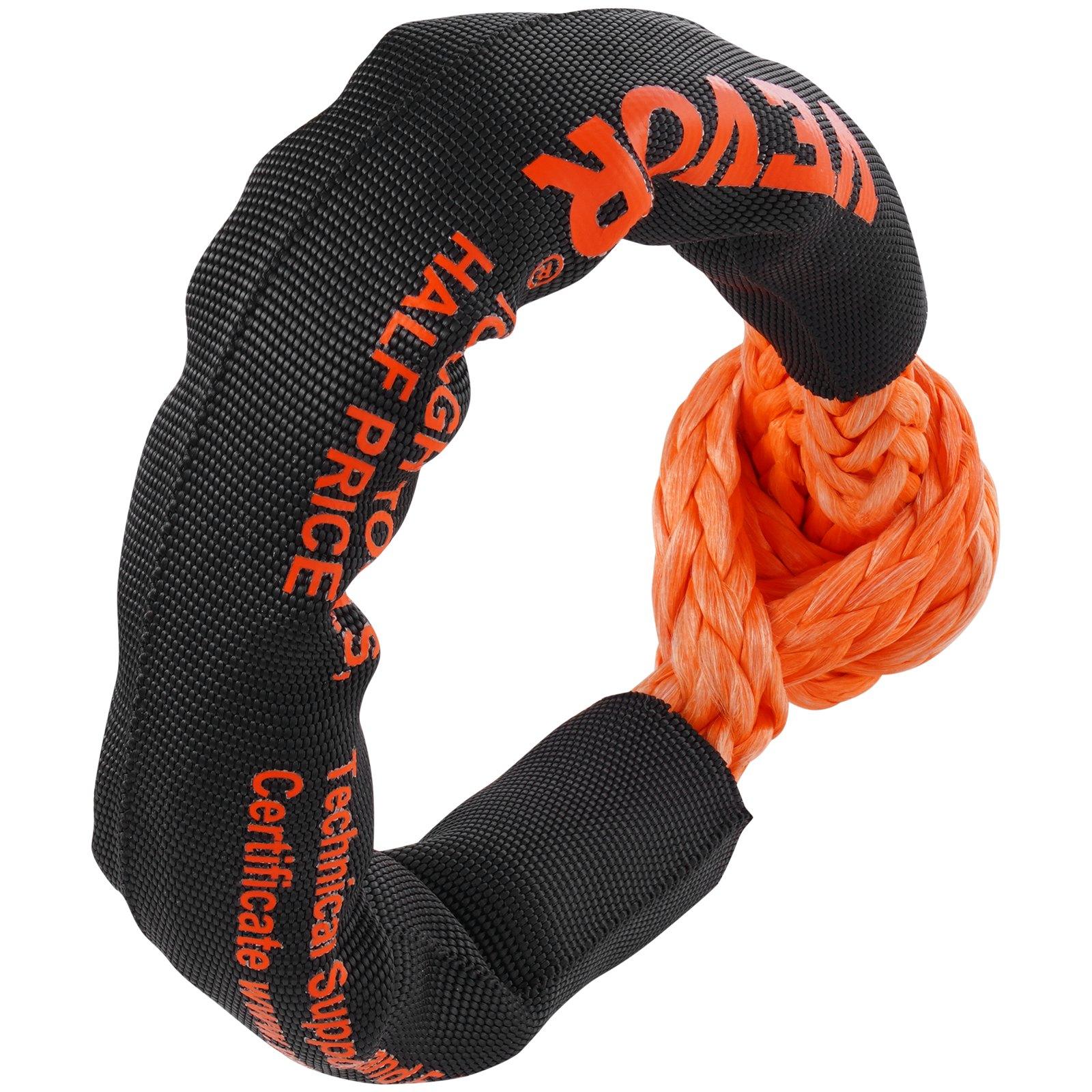 VEVOR Synthetic Soft Shackle, 1/2x 22 (2 Pack) 44092 lbs (20 Ton) Breaking Strength Recovery Tow Shackles with Extra 2 Sleeves Storage Bag for UTV, ATV, Trucks, Jeep, Off-Road Vehicles, Orange