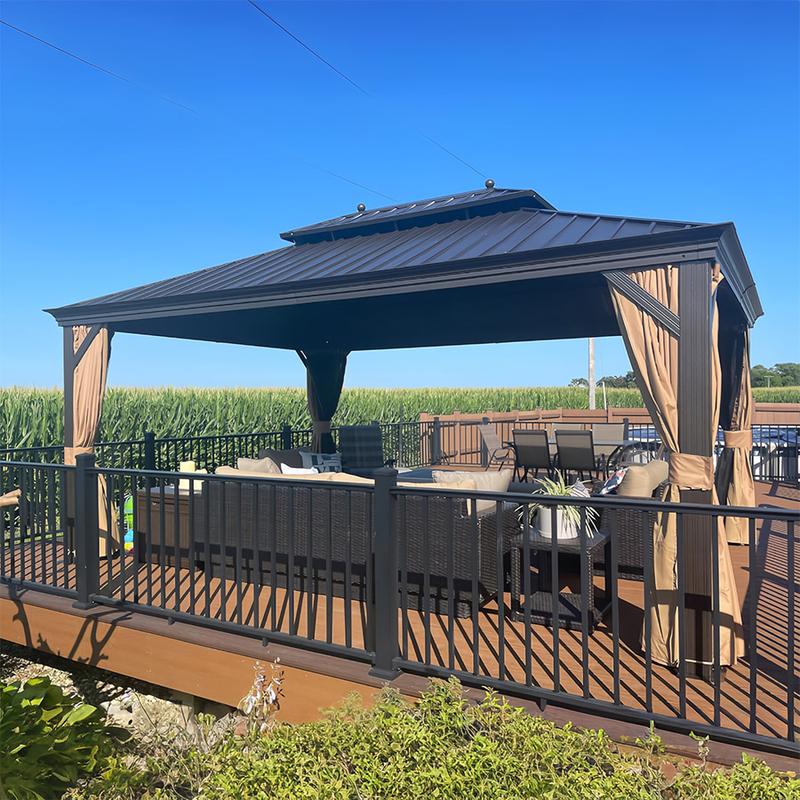 PURPLE LEAF 12' x 16' Outdoor Hardtop Gazebo For Garden | Double Roof Aluminum Frame | Bronze PURPLE LEAF 12' x 16' Outdoor Hardtop Gazebo For Garden | Double Roof Aluminum Frame | Bronze