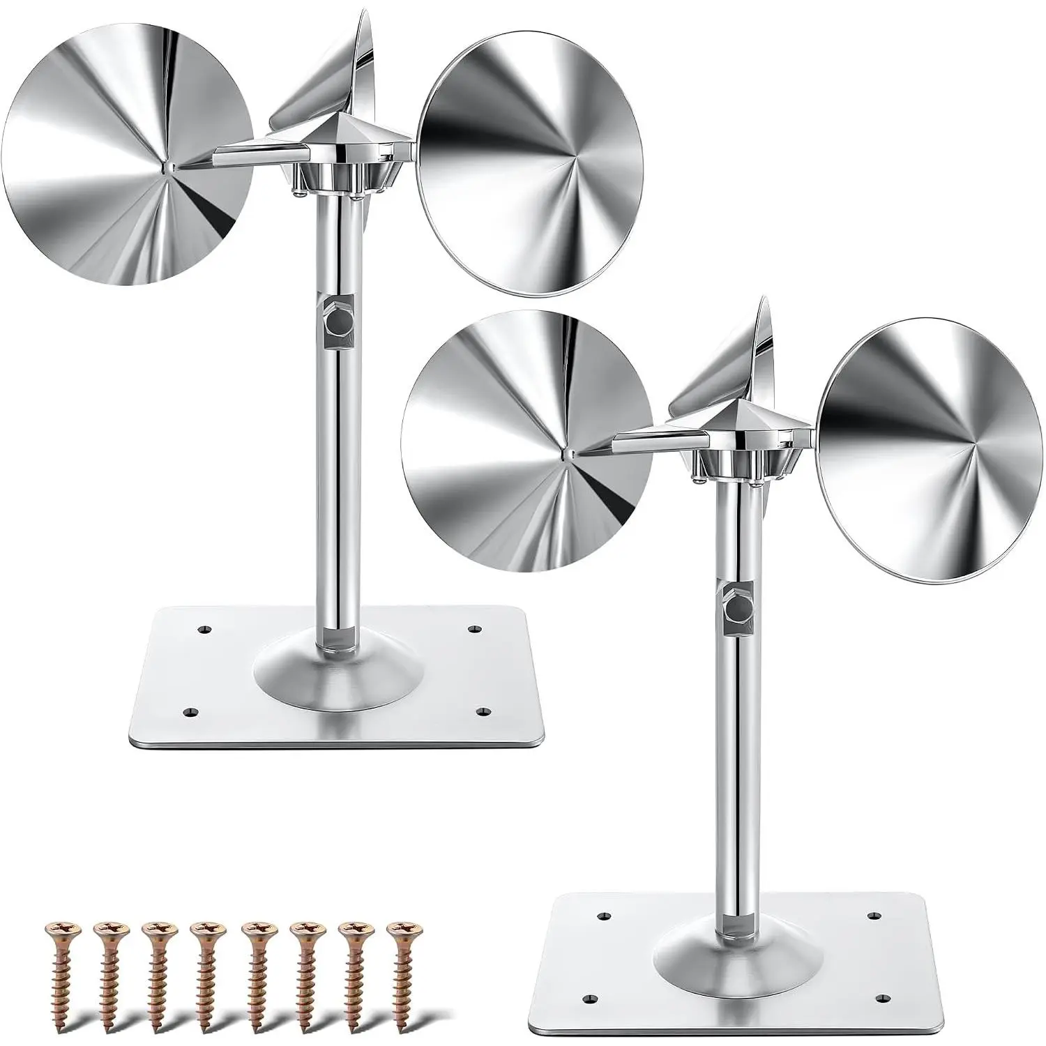 2 Pack Reflective Spinning Bird Deterrent, Wind Powered Aluminum Bird Repeller Scarer Deterrent Devices Outdoor, Repels All Birds Pigeons Sparrows Woodpeckers for Garden Railing Roof Adjustable Neck