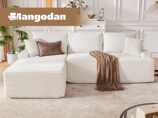 【2 packages shipping】Cloud Sectional Couch, Boneless Sofa for Living Room, Modular Sectional Sofa with Deep Seat, Fluffy Comfy Couch with L-Shaped Chaise, No Assembly Required