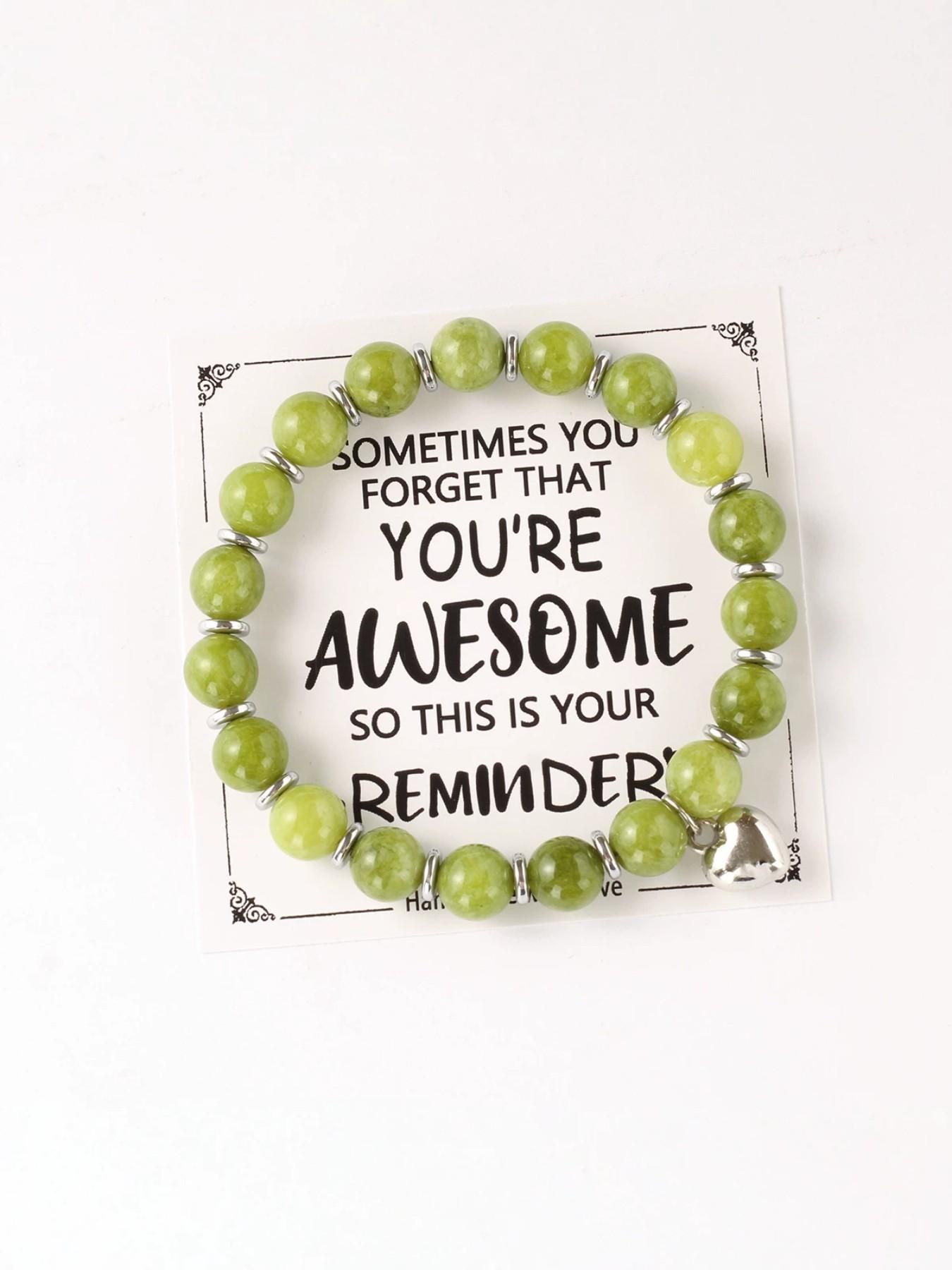 Natural Agate Heart Bracelet, Healing Encouragement Style, Inspirational Card Design, Best Friend Gift, Graduation Encouragement Jewelry