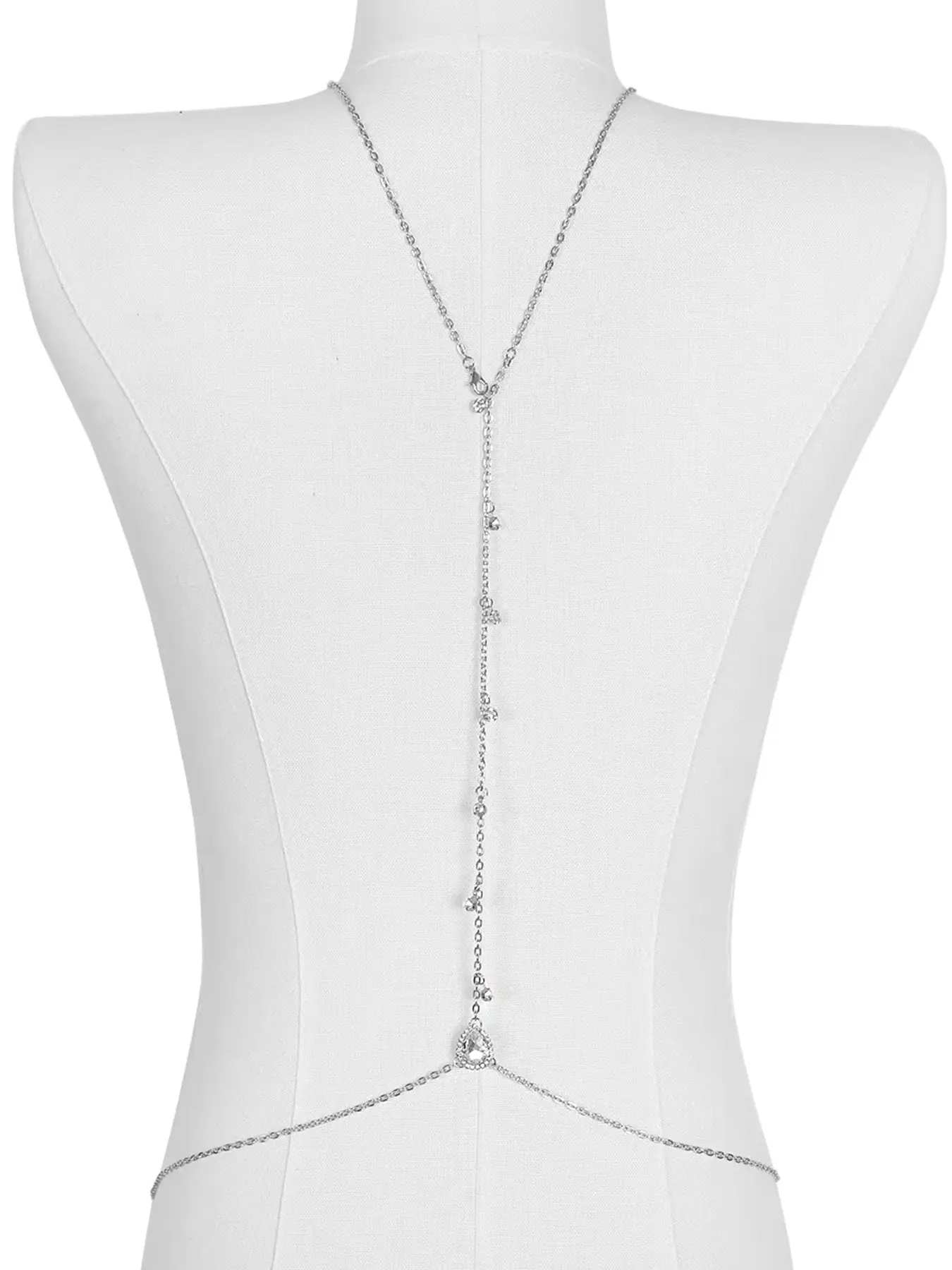 Bridal backless rhinestone teardrop body chain (waist/belly necklace)—suitable for women, moms, and girlfriends; a summer beach body accessory, Body Jewelry