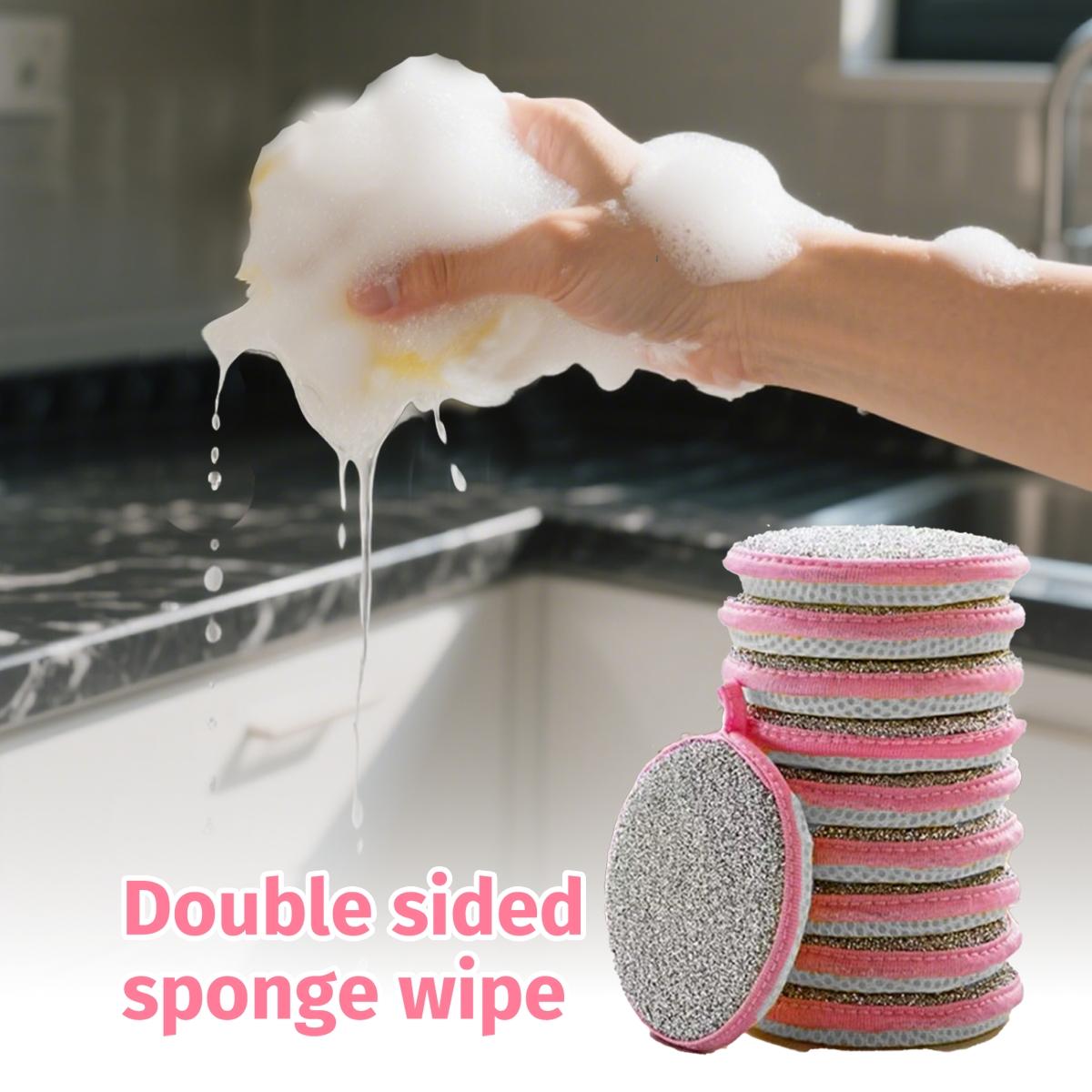 1 Pack Double-Sided Dish Sponge, Round Cleaning Pad, Durable Kitchen Utensils,Reusable Sponge for Kitchen Round Non-Scratch Scrub Sponges for Dishes, Pots and Pans, Dishwashing Sponge