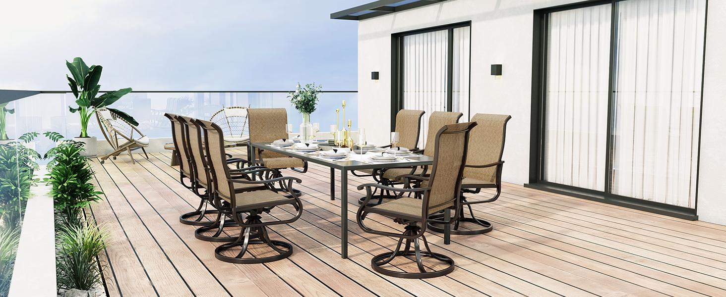 Amopatio Greenish Spring 3-Piece Patio Swivel Chairs, Modern Metal Outdoor Furniture Set with Cushions Amopatio Greenish Spring 3-Piece Patio Swivel Chairs, Modern Metal Outdoor Furniture Set with Cushions