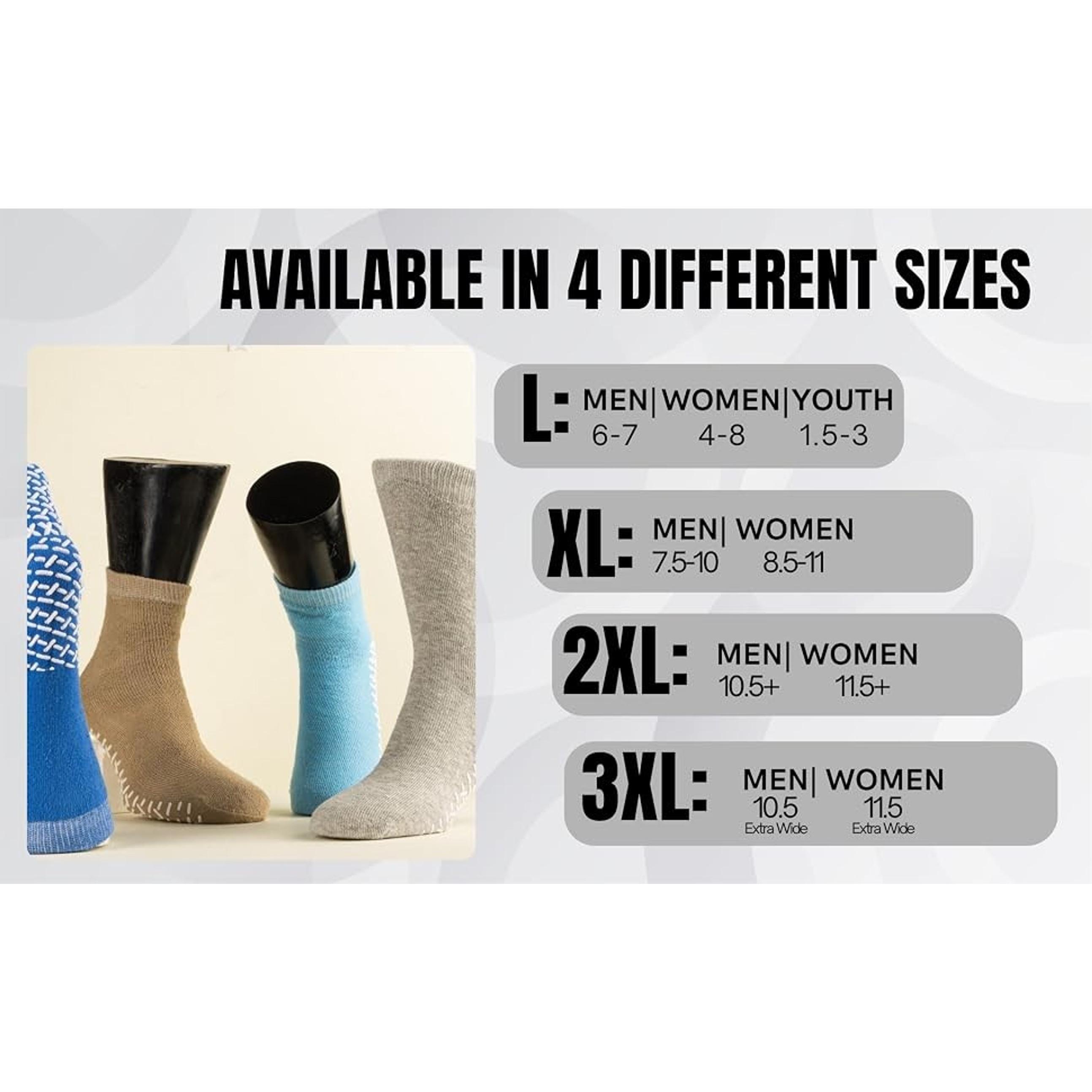 Non-Slip Safety Slipper Socks with Grippers, Single Tread, 3 PairsGift