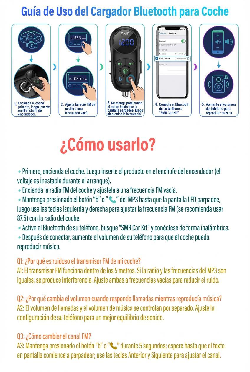 Bluetooth 5.3 Car FM Transmitter, Wireless Radio Adapter with PD 30W & USB Fast Charger, Colorful RGB Light, Hands-free Calling, Bass Music Player for All Cars