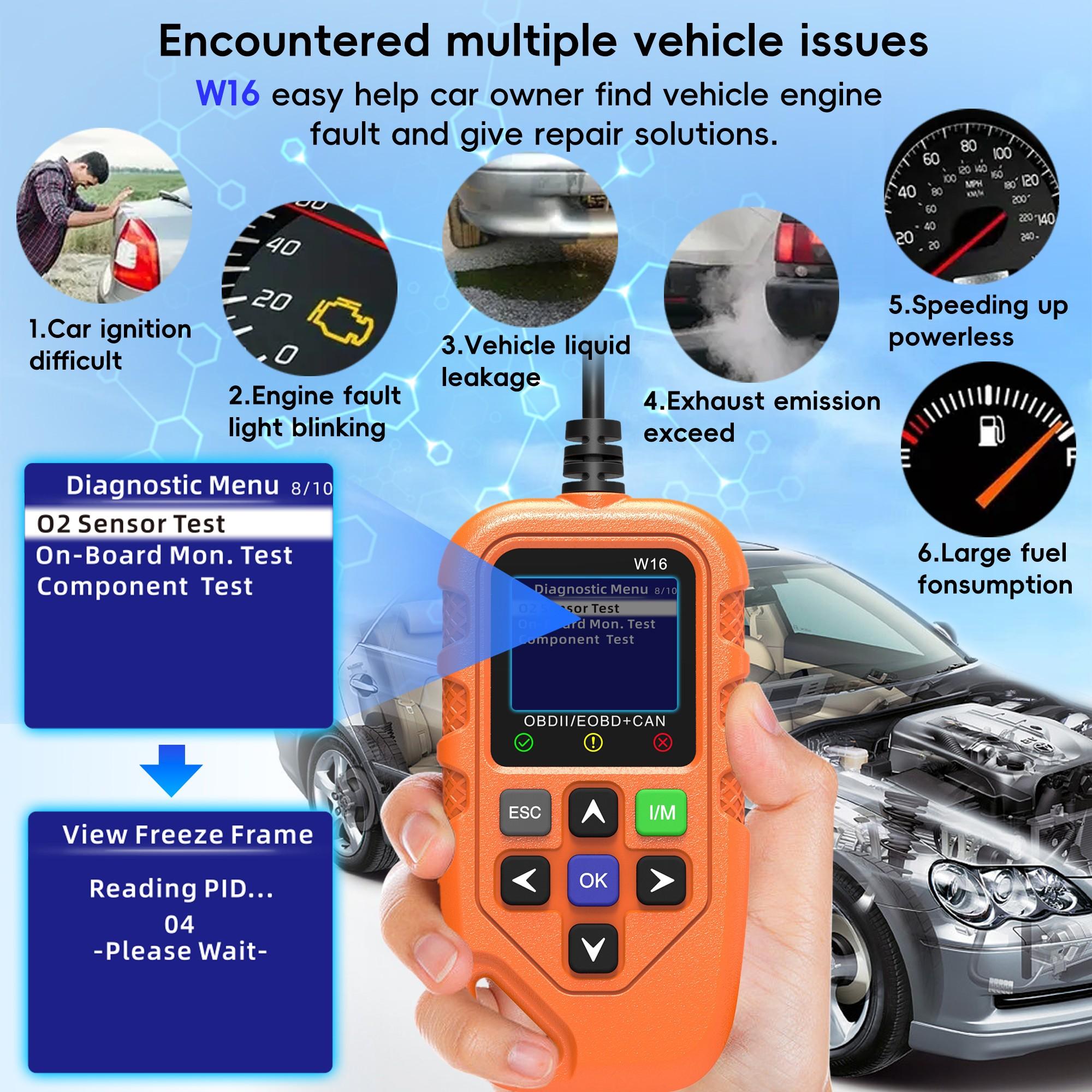 Obd2 Scanner Diagnostic Code Reader, Car Voltage Tester Engine Fault Scan Tool, Charging Test Diagnostics, Model Xinghao V119, No Battery
