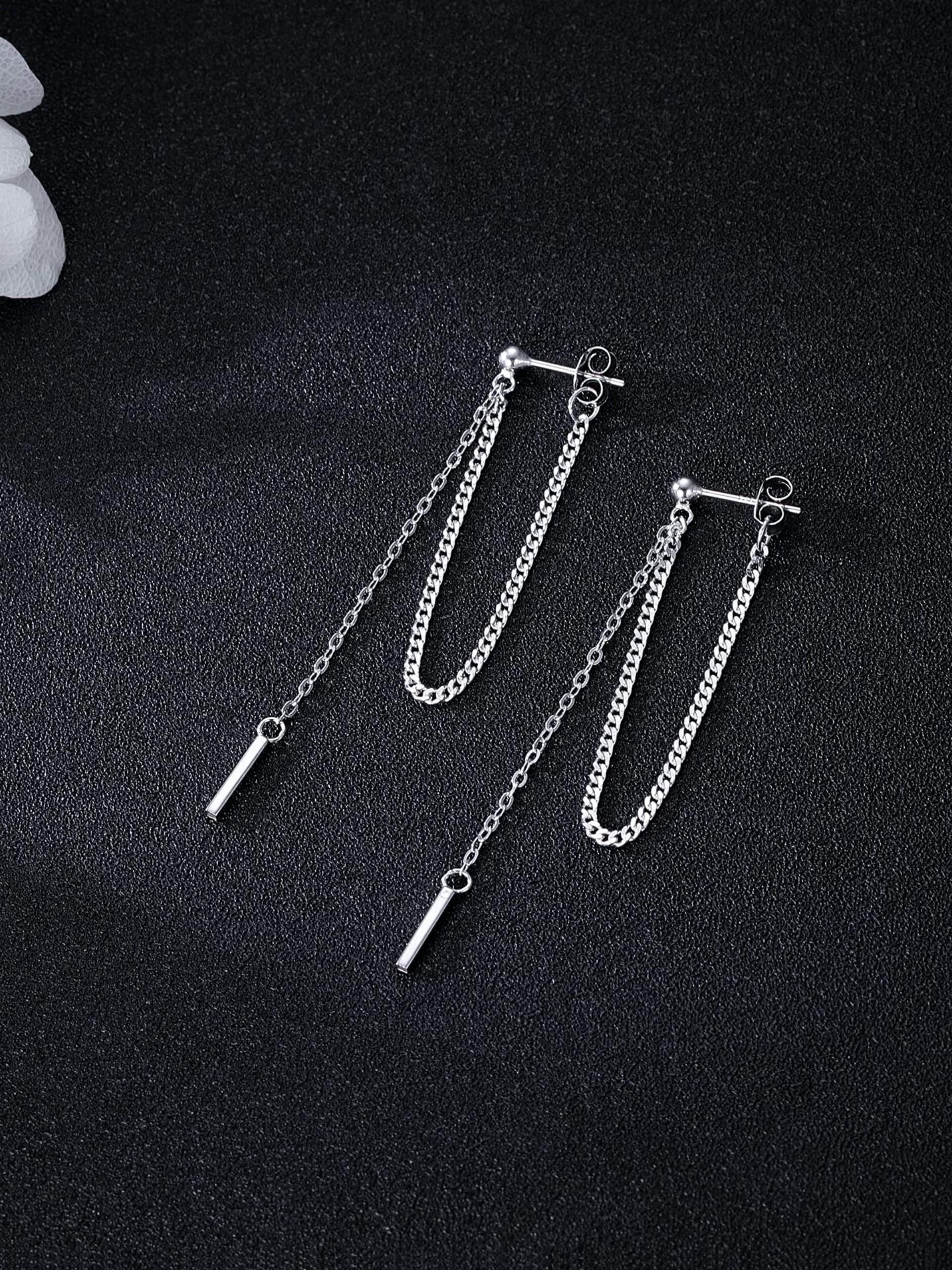 Long Tassel Earrings Stainless Steel Fashion Jewelry for Women Titanium Steel Long Bead Tassel Earrings, Stylish Accessory