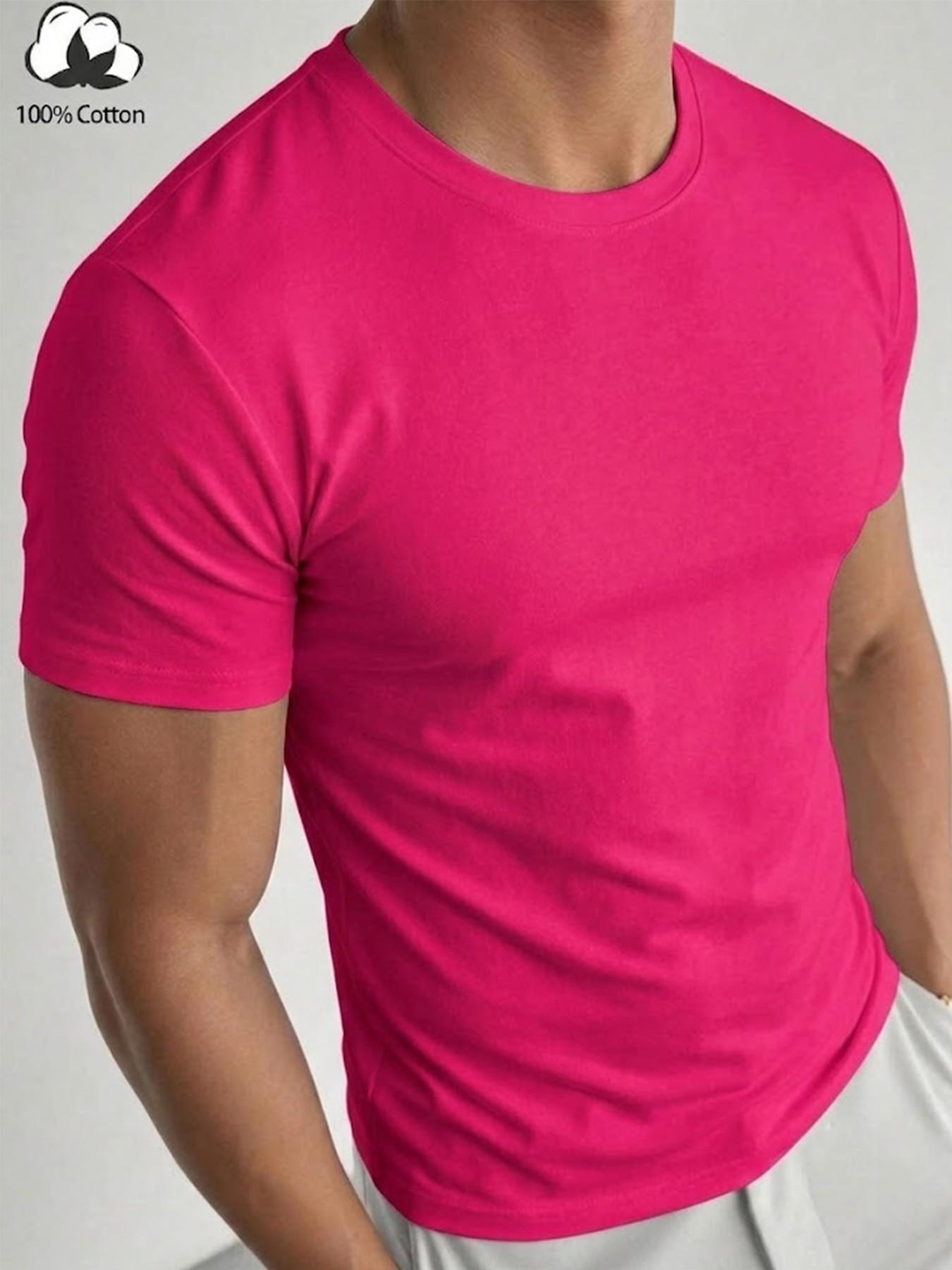 Men’s 100% Cotton Muscle Fit T-Shirt - Slimming Body-Hugging Crew Neck Tee, Breathable Soft Fabric, One Wear Multiple Ways for Gym, Streetwear & Office Casual, Clean Fit Everyday Basic, Athletic Shirt