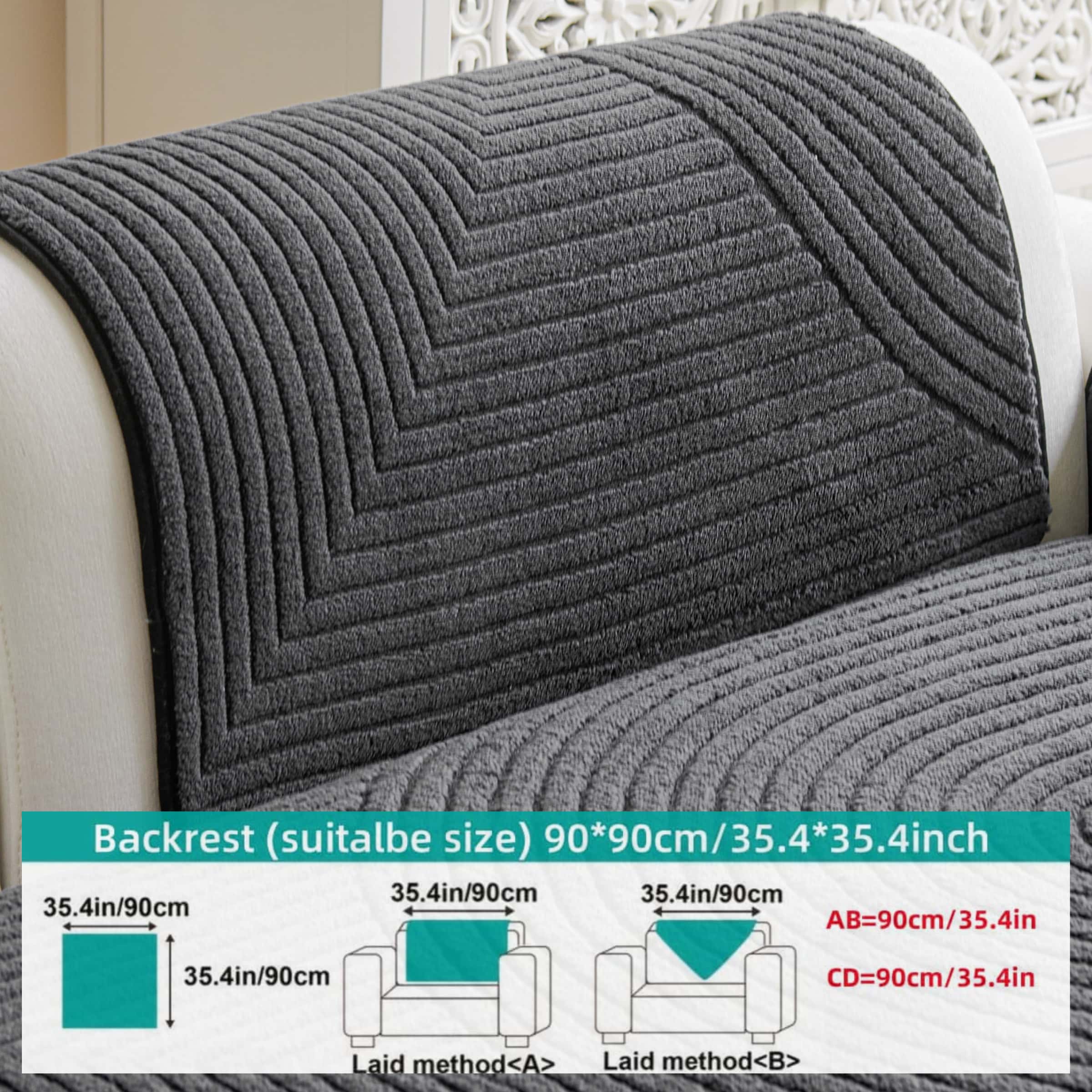 Pet Friendly Sofa Covers, Thick Ribbed Couch Protector, Non Slip Machine Washable Seat Cushion, Sofa Covers Available in Multiple Colors, Cozy Sofa Cover for Living Room Bedroom, Fits 1/2/3/4 Seater Sofas, Removable Washable Slipcovers